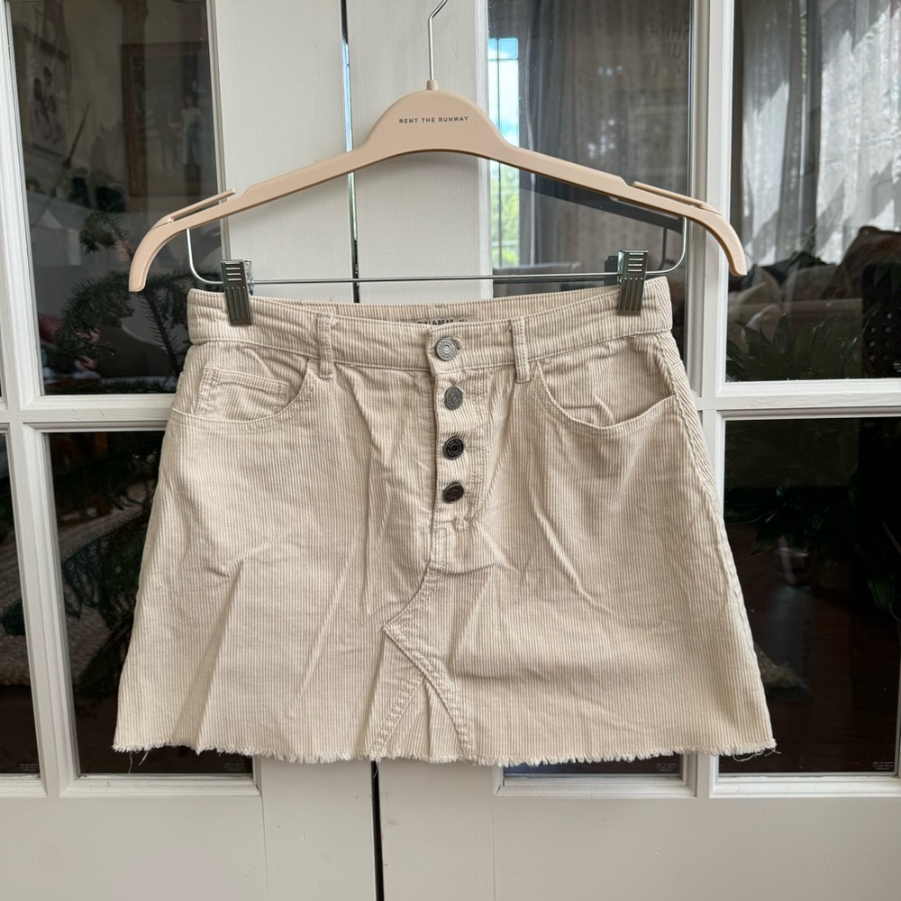 cream corduroy mini skirt